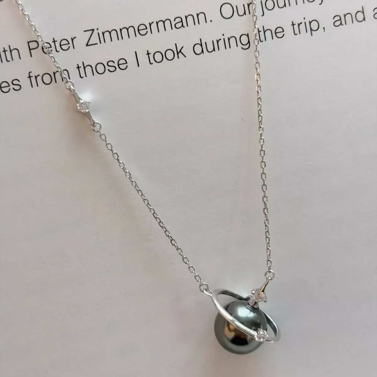Planet Pearl Pendant Necklace